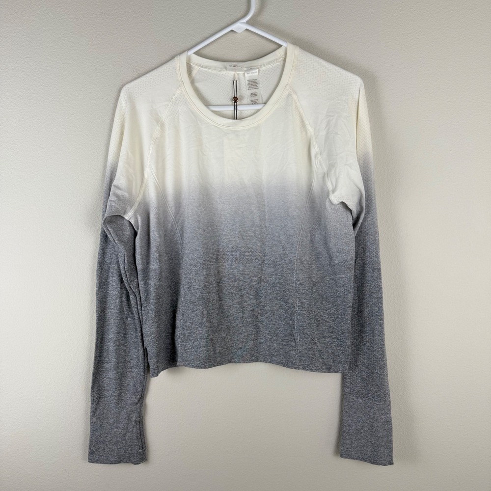 CALIA by Carrie Underwood Ombre Long Sleeve Tee - White and Gray